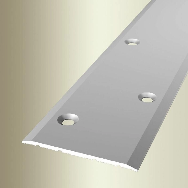 Bergangsprofil | Breite: 60 mm | Höhe: 0 - 99 mm | Länge: 1000 mm | Aluminium eloxiert | Glatt | Silber | Versetzt Versenkt Gebohrt - Silber