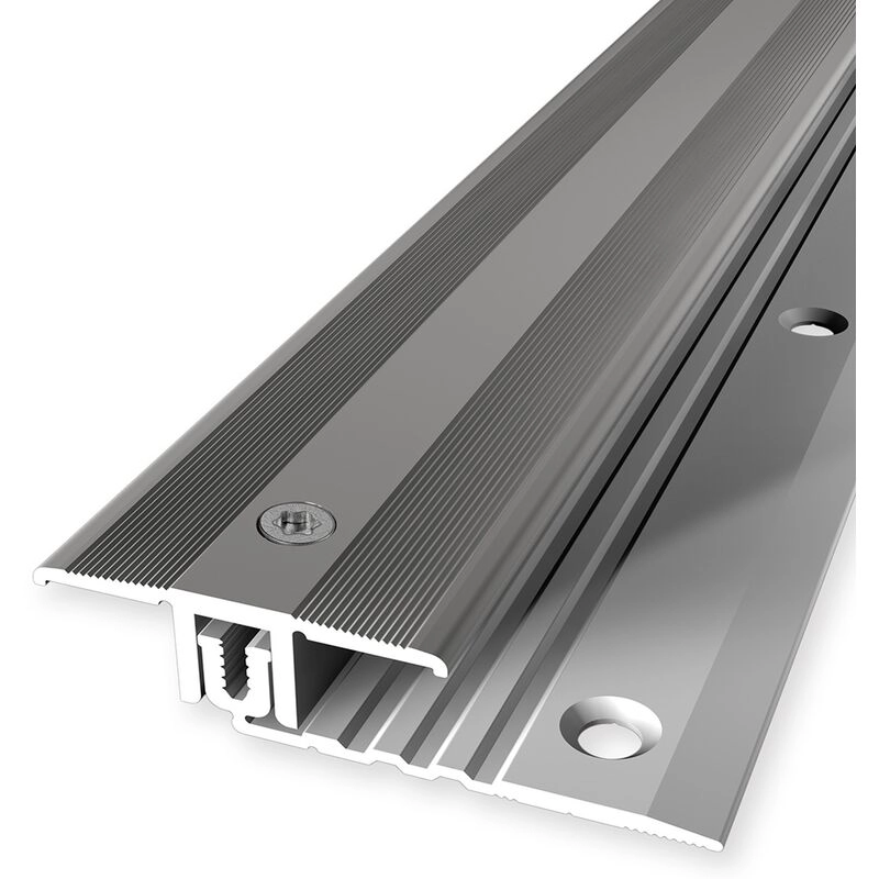 Proviston - bergangsprofil | Laminatausgleich | Breite: 34 mm | Höhenausgleich: 6.5 - 16 mm | Länge: 1000 mm | Aluminiumprofil | Edelstahloptik | 1