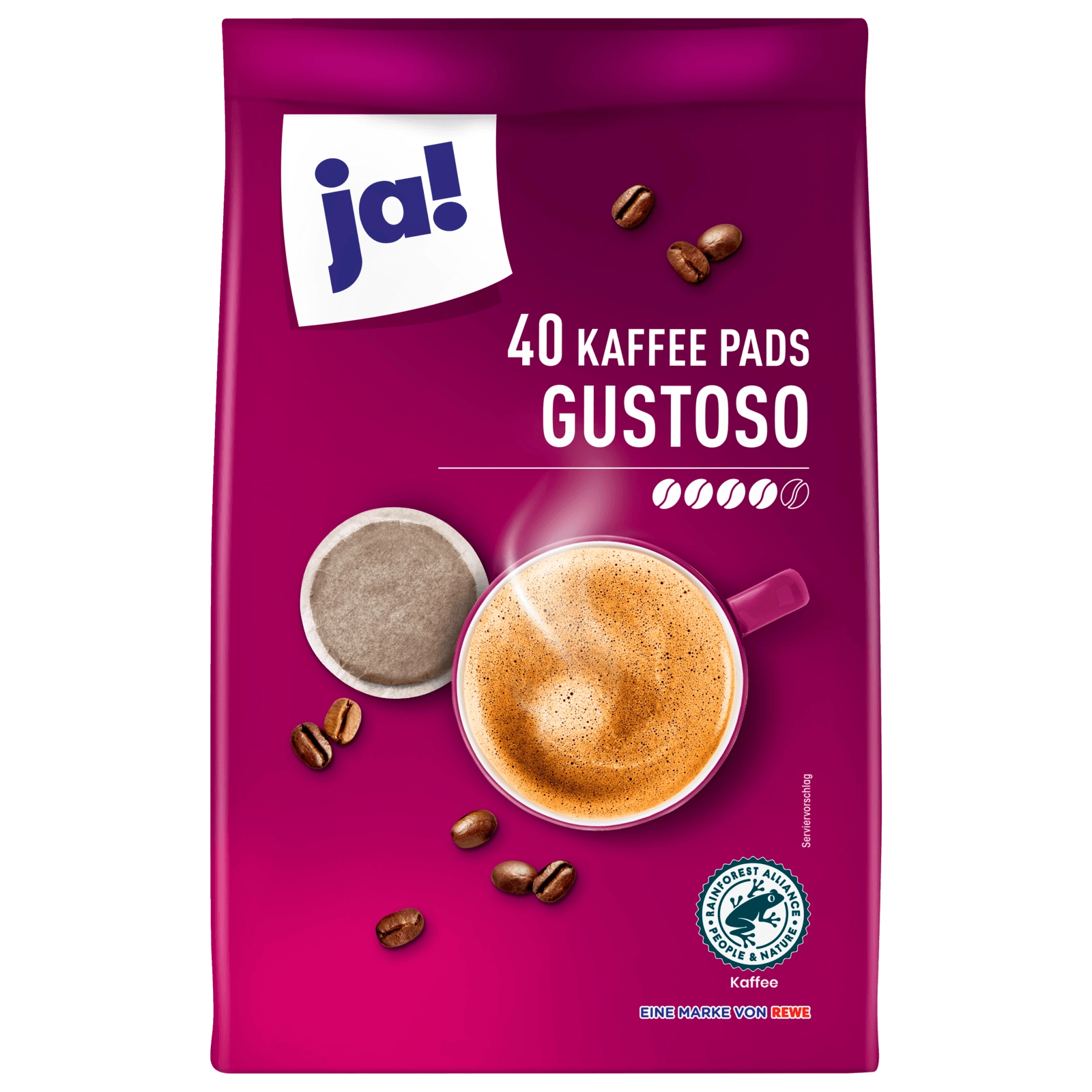 ja! Kaffeepads Gustoso 280g, 40 Pads