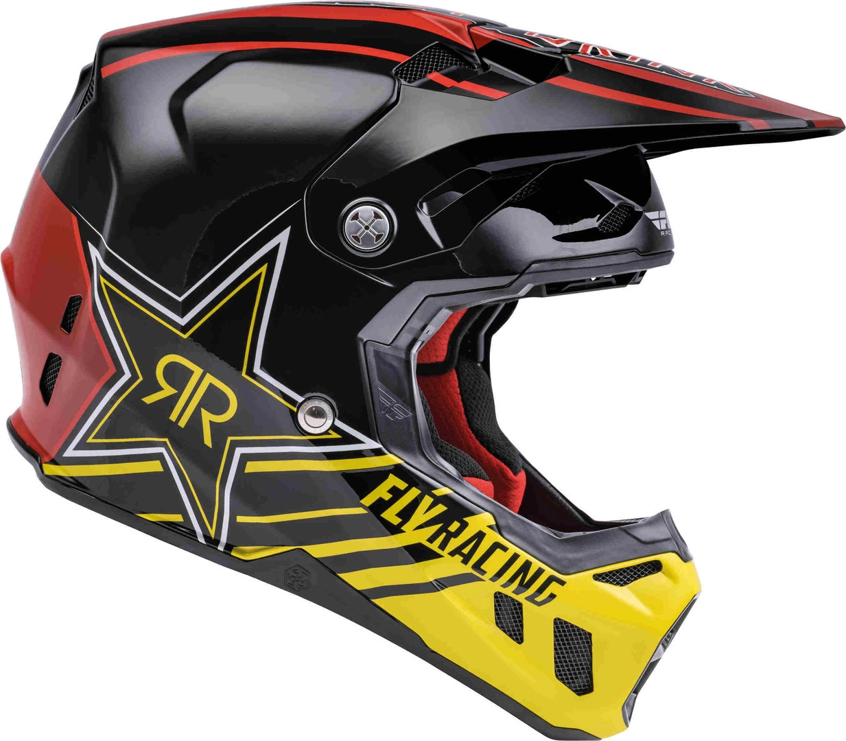Fly Racing Formula CC Driver Rockstar Motocross Helm, schwarz-rot-gelb, Größe 2XL, schwarz-rot-gelb, Größe 2XL