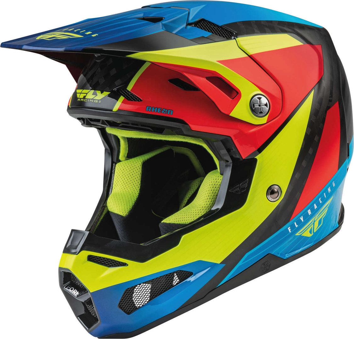 FLY Racing Formula Carbon Prime Motocross Helm, rot-blau-gelb, Größe XS, rot-blau-gelb, Größe XS