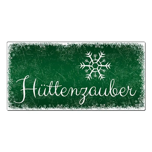 Weihnachtsdeko Schneegestöber - Schild mit Wunschtext - Farbe grün - Format 30 x 15 cm