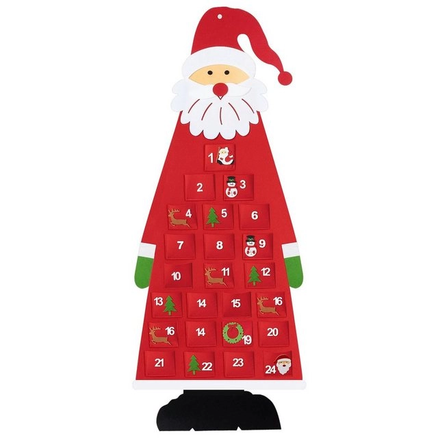 Homewit Adventskalender H 150cm * W 55cm Filz-Adventskalender (Santa Adventskalender zum Befüllen mit 24 Taschen Wandbehang DIY Weihnachtsmann Filz Nikolaus Countdown Dekoration, 1-tlg), für Weihnachten Geschenk, Weihnachtsschmuck, Home