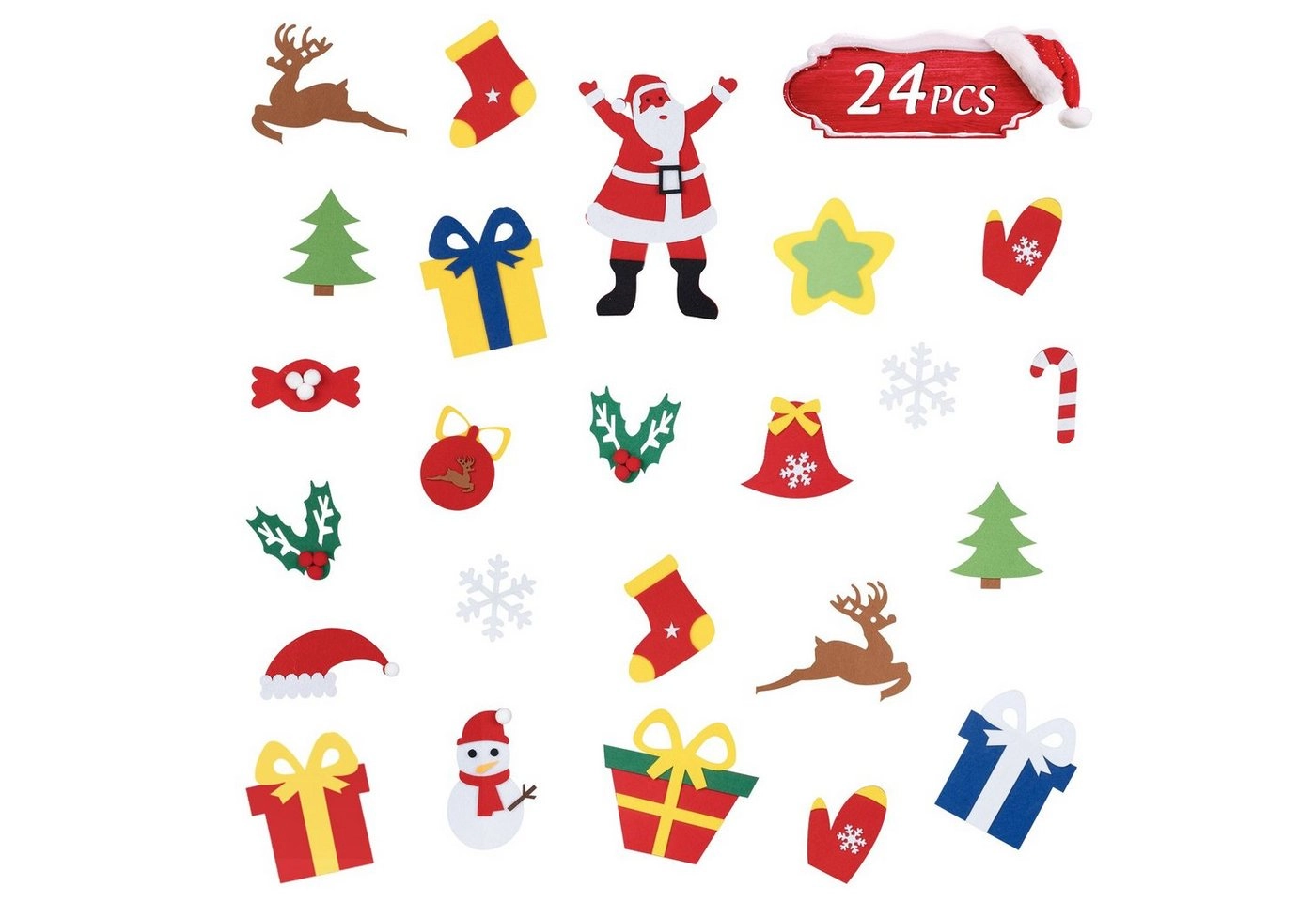 Homewit Adventskalender 25-teilig Filz-Adventskalender (H 120cm * W 93cm Weihnachtsbaum Adventskalender Weihnachten Adventskalender DIY Wandbehang mit 24 Taschen Filz Adventskalender Geschenk, 1-tlg), für Weihnachtsschmuck Home Wanddekorationen