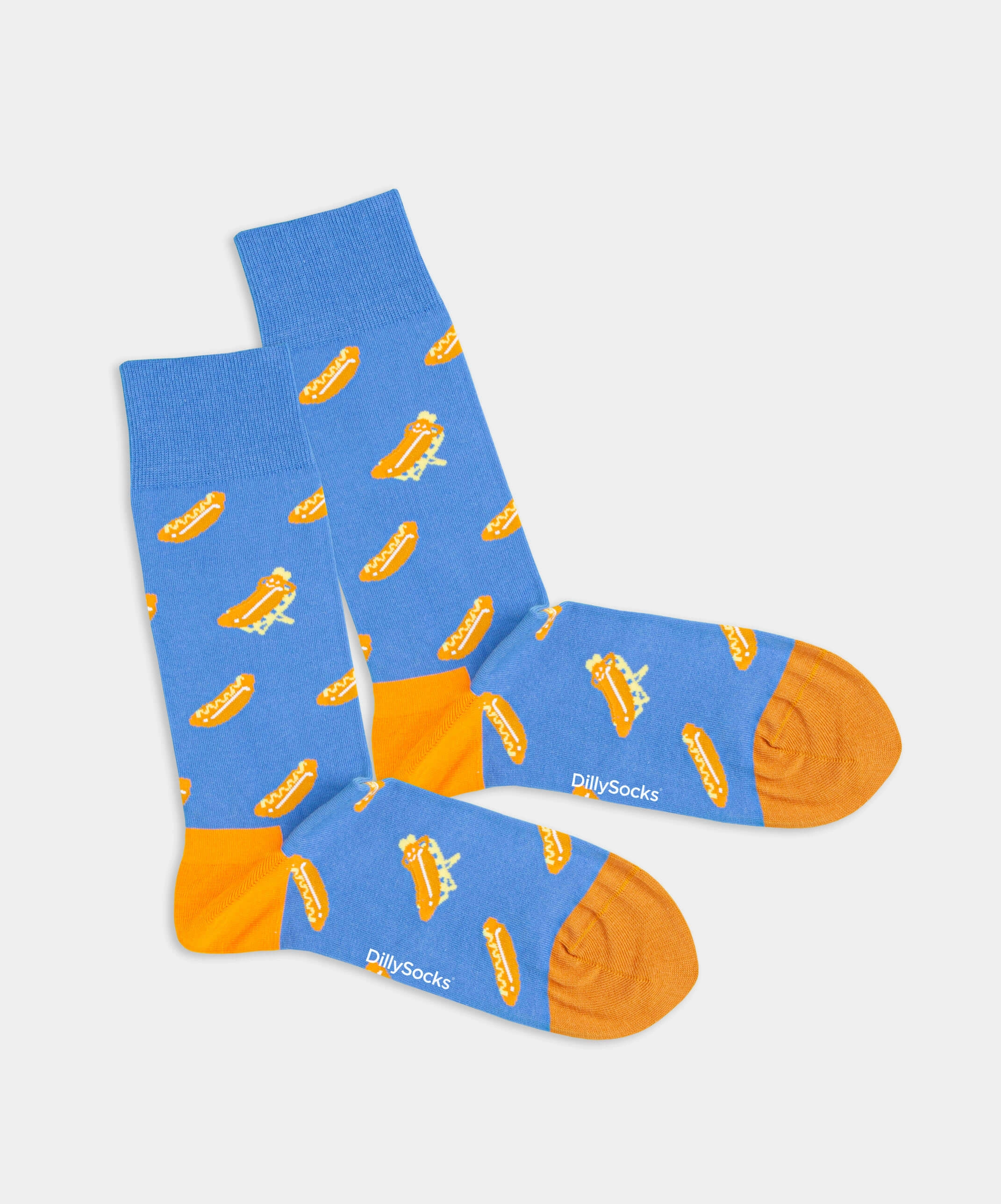 - Socken in Blau mit Essen Motiv/Muster