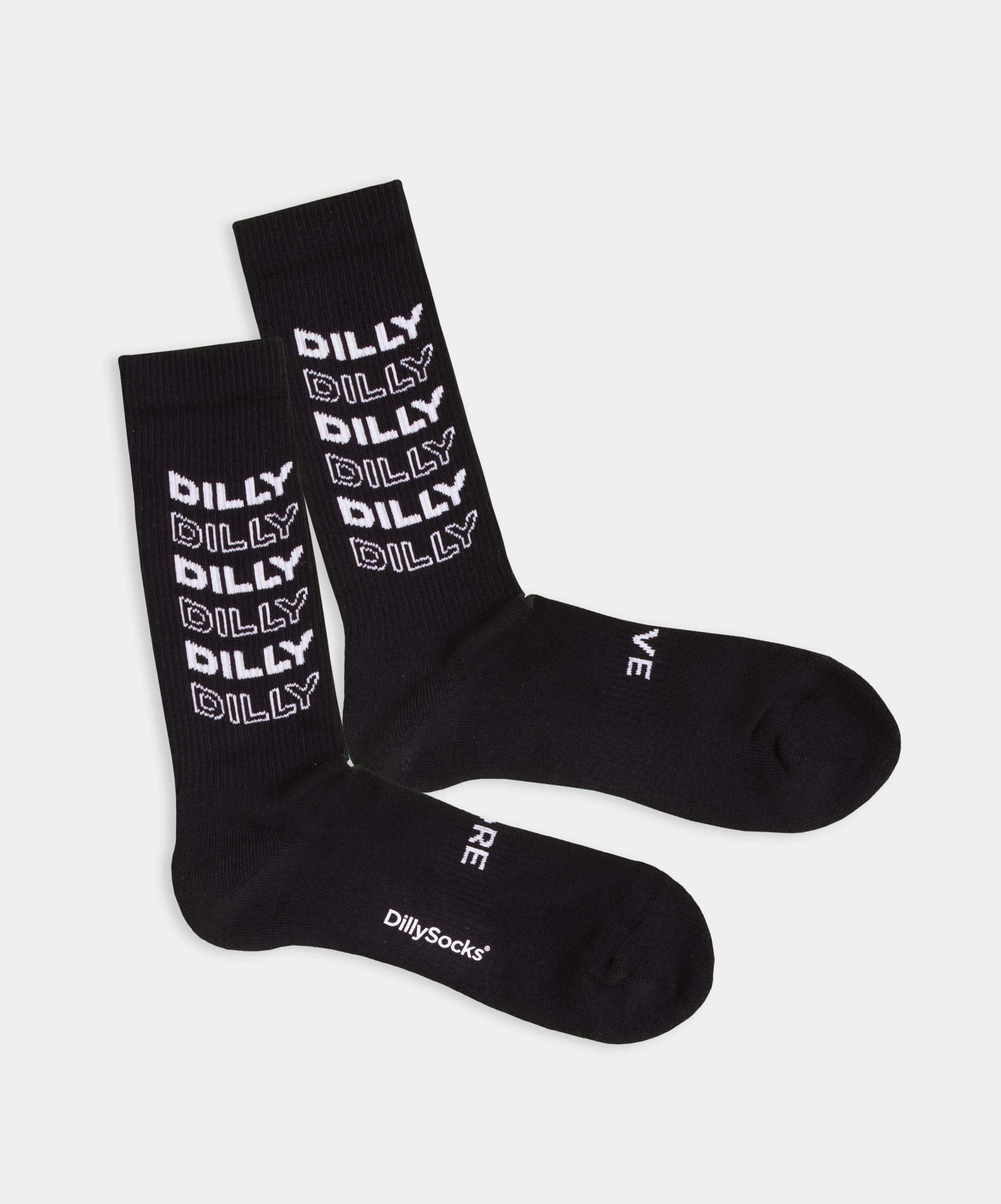 - Socken in Schwarz mit Schriftzug Motiv/Muster