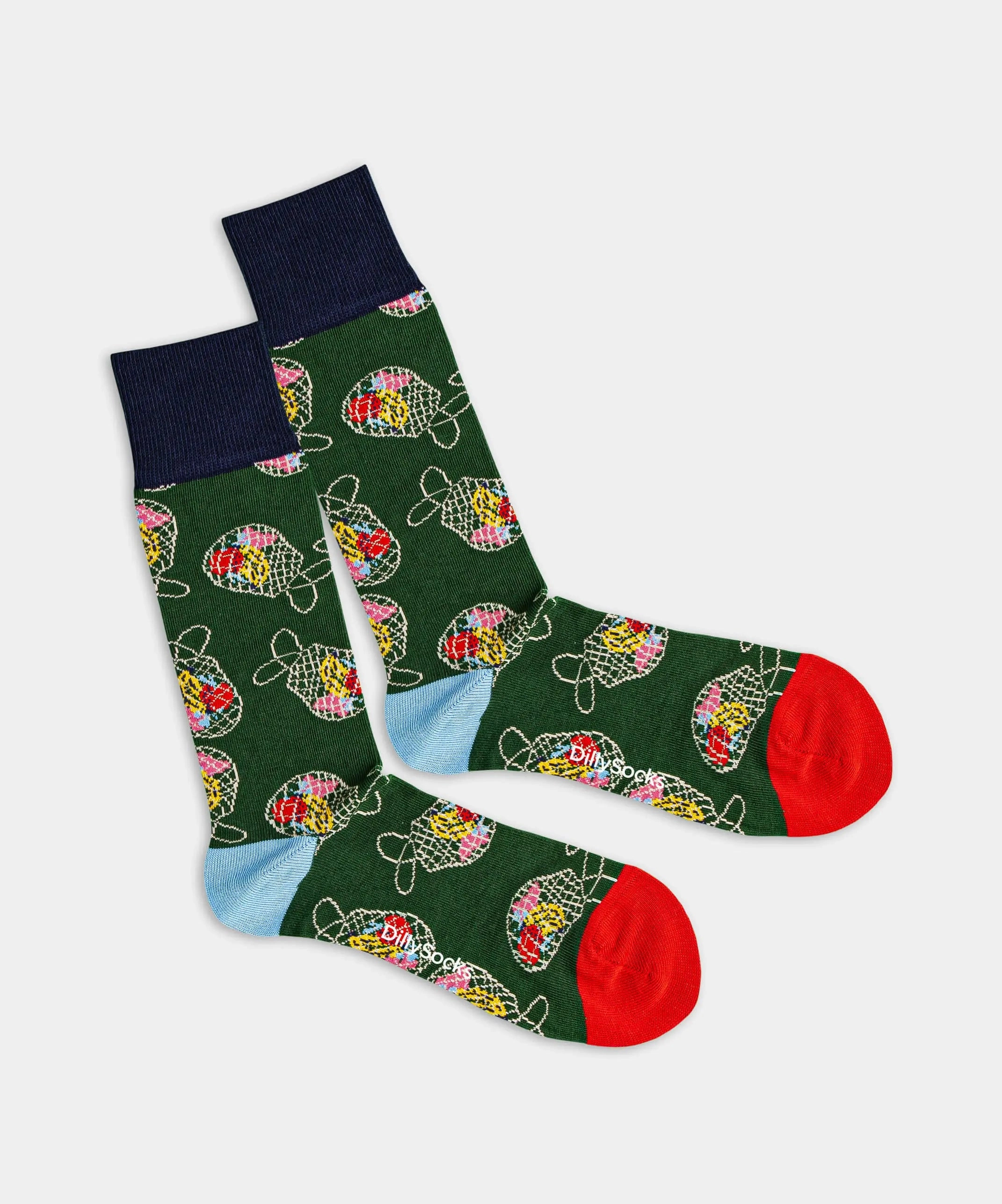 - Socken in Grün mit Früchte Essen Motiv/Muster