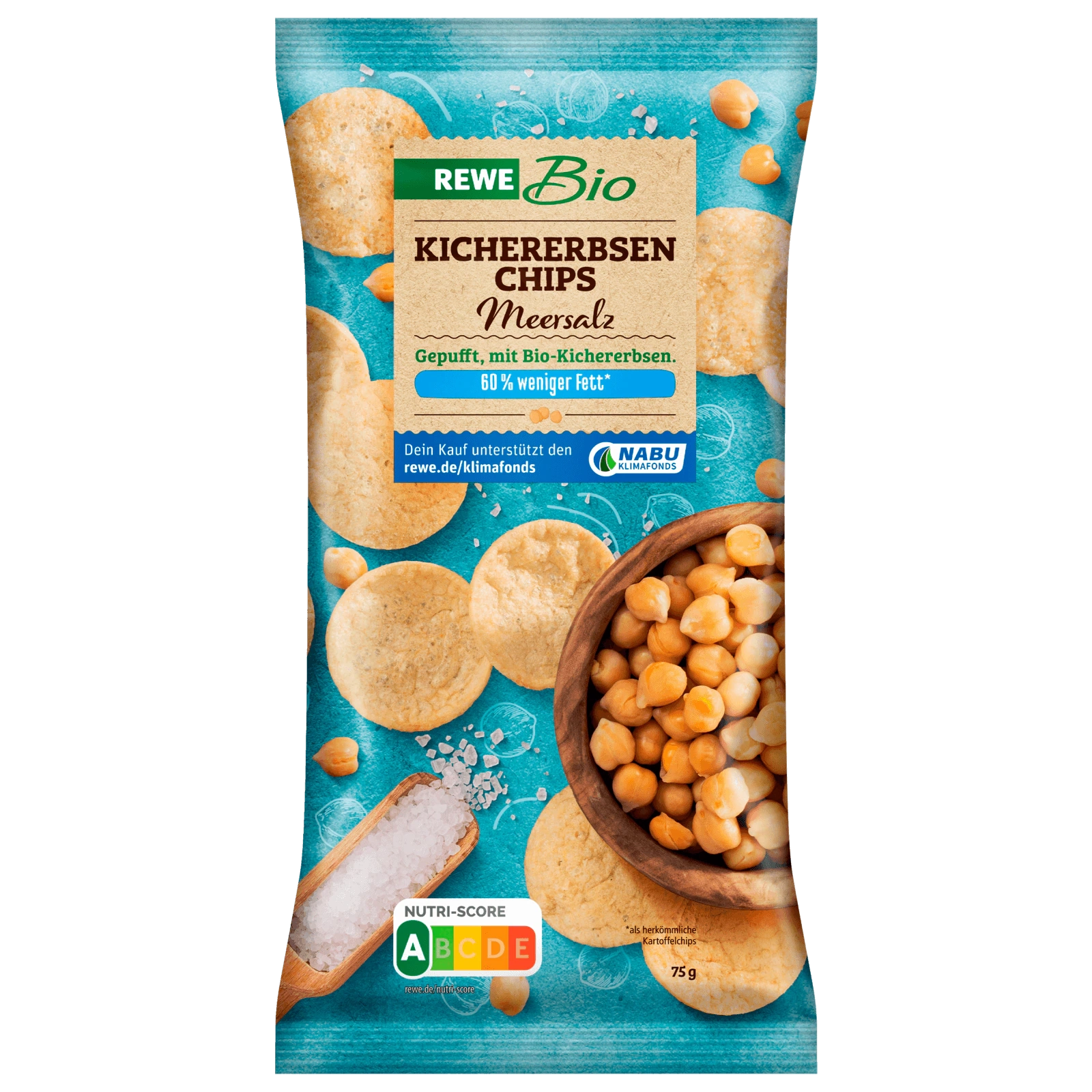 REWE Bio Kichererbsenchips Meersalz 75g