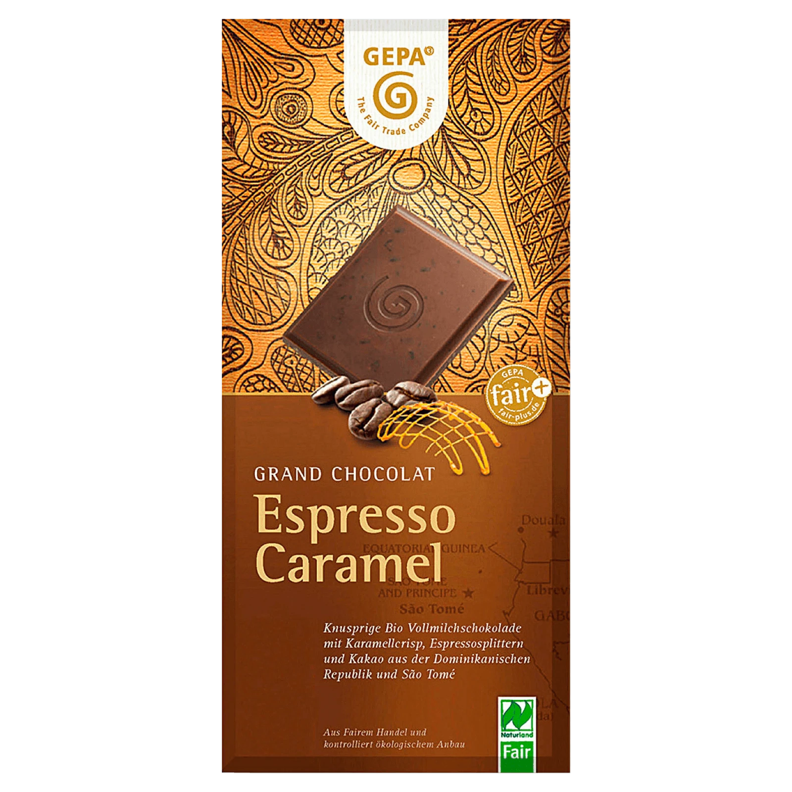 Gepa Bio Schokolade Espresso Caramel 38% Cacao 100g