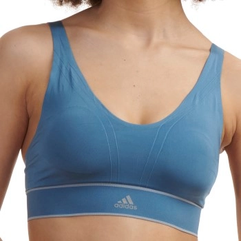 adidas BH 40GG Seamless Plunge Bra Blau Large Damen