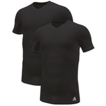 adidas 2P Active Flex Cotton 3 Stripes V-Neck T-Shirt Schwarz Baumwolle Small Herren