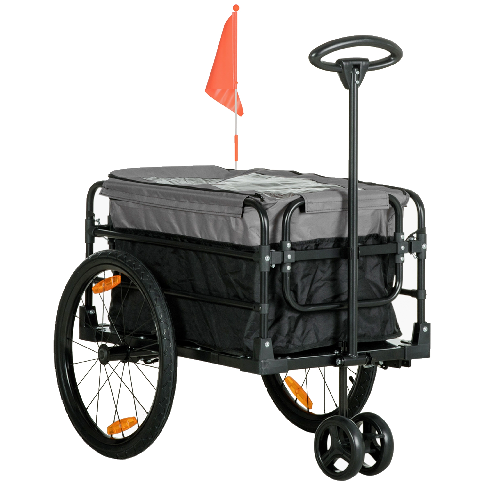 HOMCOM 2-in-1 Fahrradanhänger Lastenanhänger Transportanhänger für Fahrrad mit 20 Zoll-Luftreifen 40 kg Belastbarkeit 130 x 64 x 64/103 cm