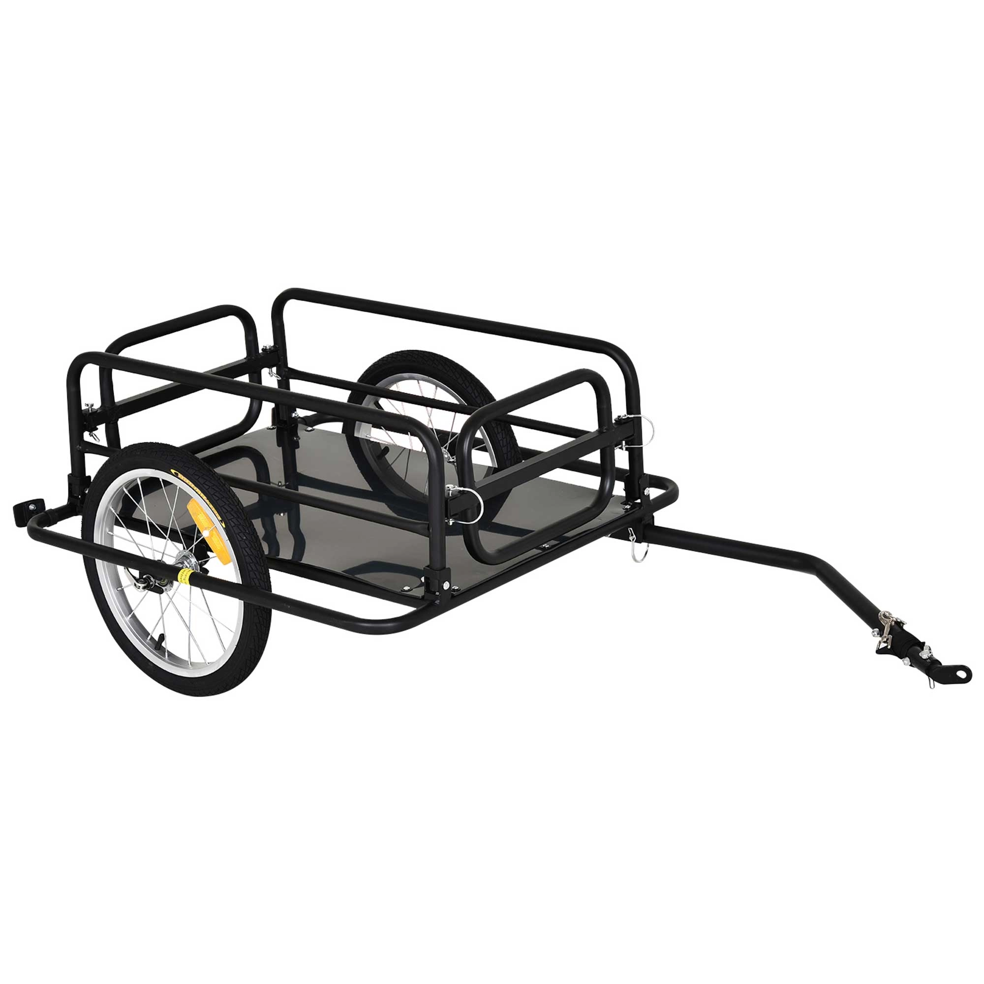 HOMCOM Lastenanhänger für Fahrrad Transportanhänger Fahrradanhänger Handwagen Kupplung faltbar Stahl Schwarz 139 x 71,5 x 49 cm