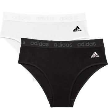 adidas 2P Solid Cotton Bikini Style Brief Multi Schwarz/Weiß Baumwolle Small Damen