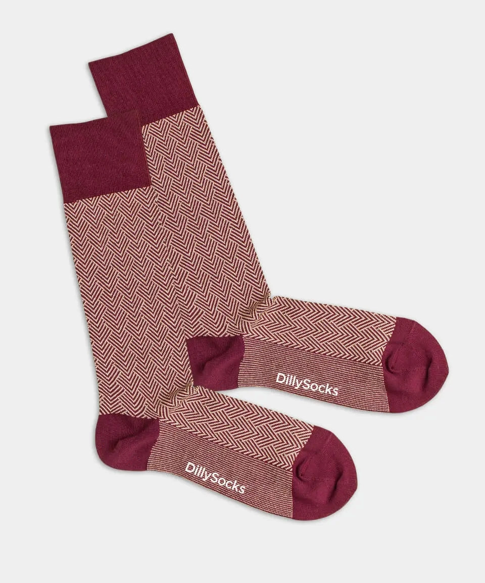 - Herrensocken in Rot mit Geometrisch Motiv/Muster