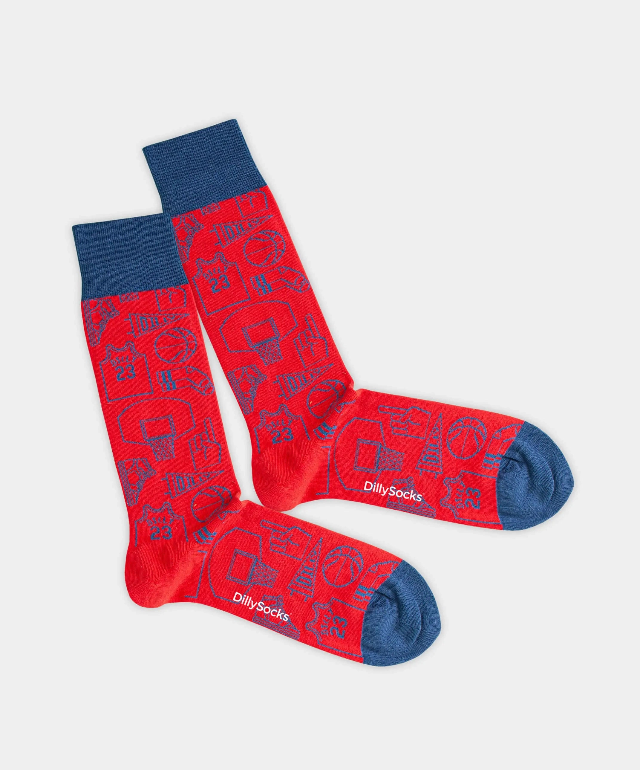 - Socken in Rot mit Sport Motiv/Muster