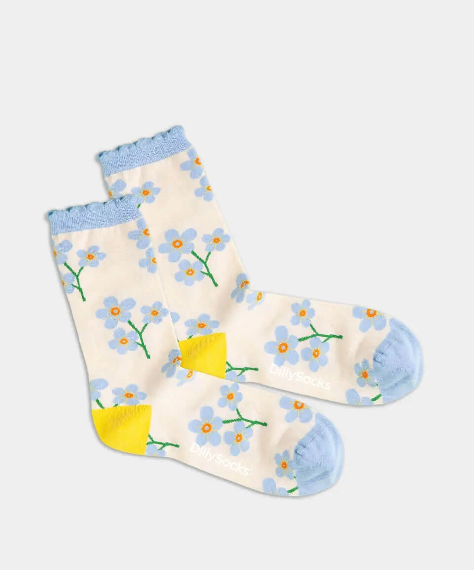 - Damensocken in Beige mit Blumen Motiv/Muster