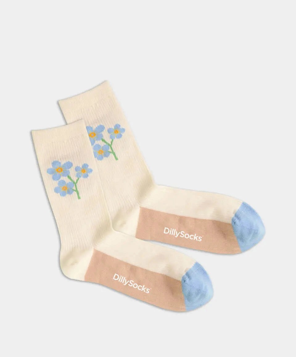 - Damensocken in Beige mit Blumen Motiv/Muster