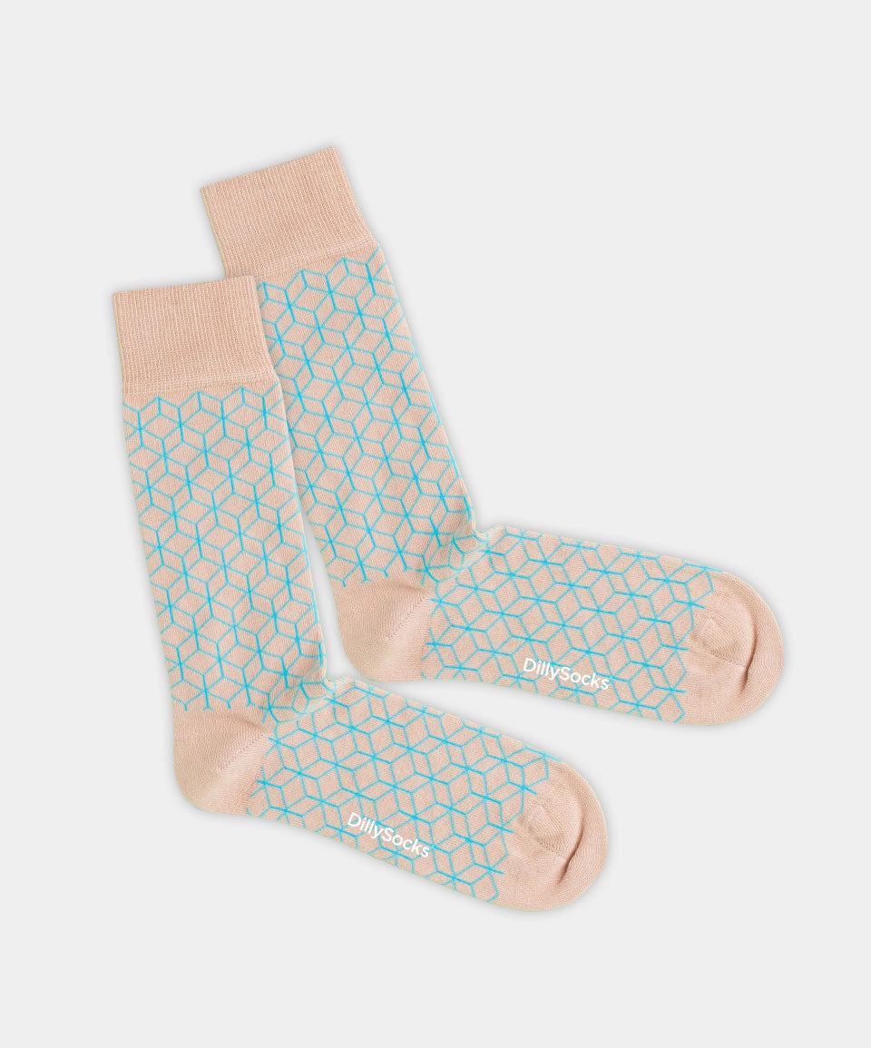 - Socken in Beige mit Dice Geometrisch Motiv/Muster