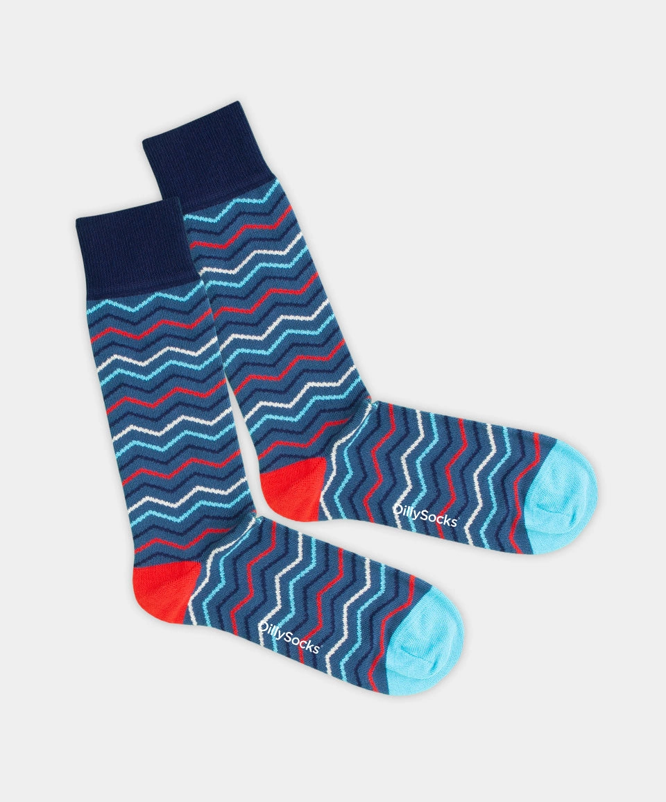 - Socken in Blau mit Geometrisch Motiv/Muster