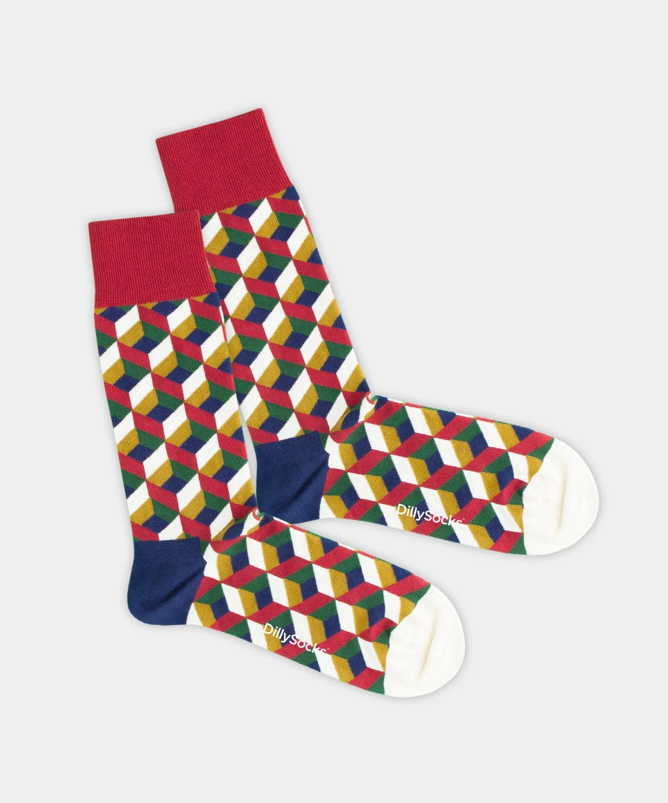 - Socken in Grün mit Dice Geometrisch Motiv/Muster