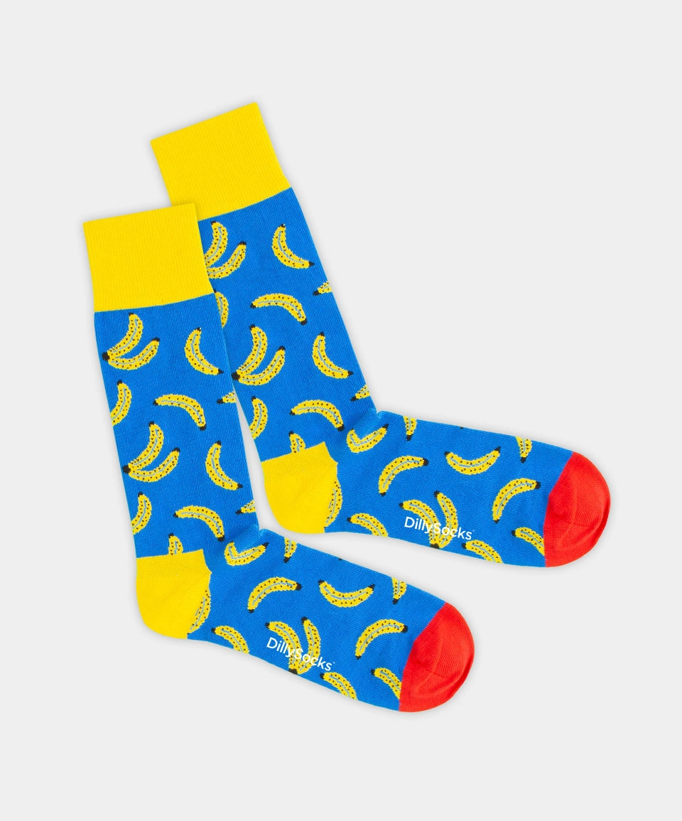 - Socken in Blau mit Früchte Essen Motiv/Muster