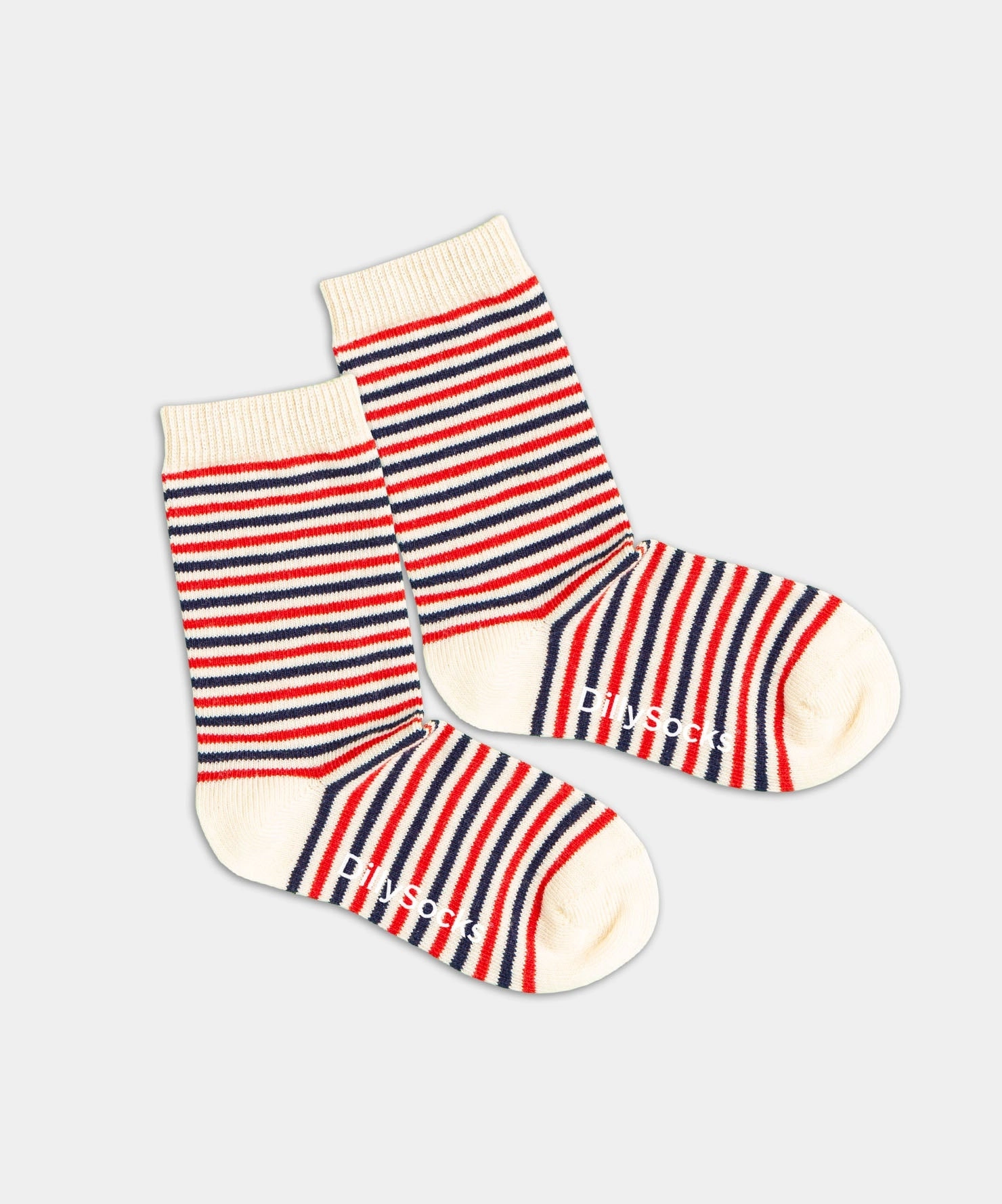 - Kindersocken in Blau Rot Beige mit Streifen Motiv/Muster