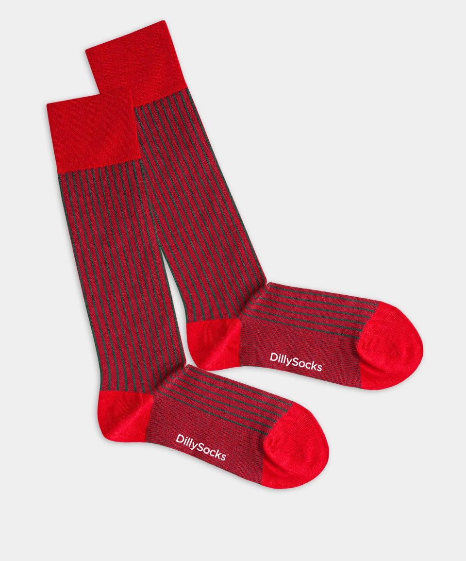 - Herrensocken in Rot mit Streifen Motiv/Muster