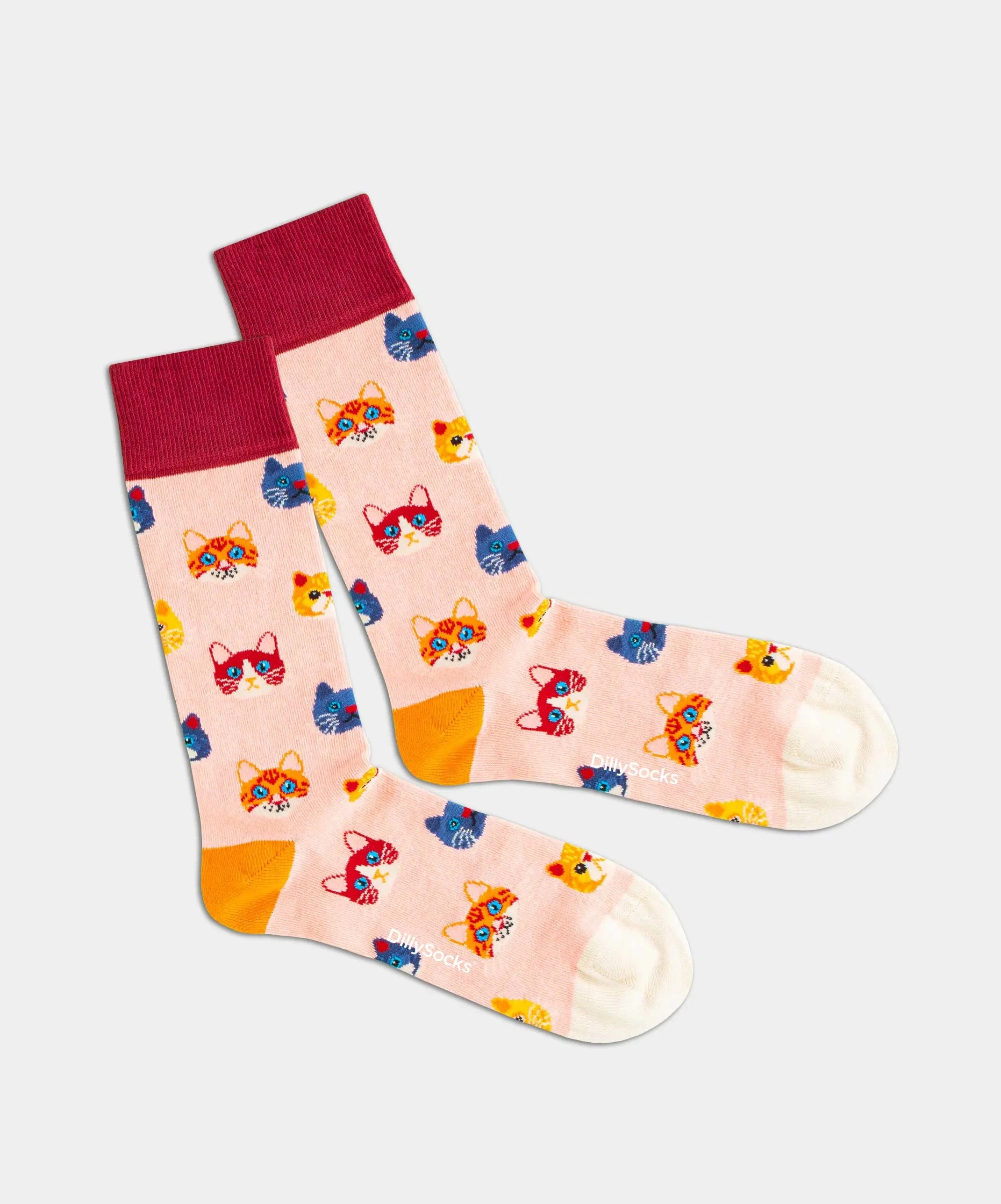 - Socken in Rosa mit Tier Katze Motiv/Muster