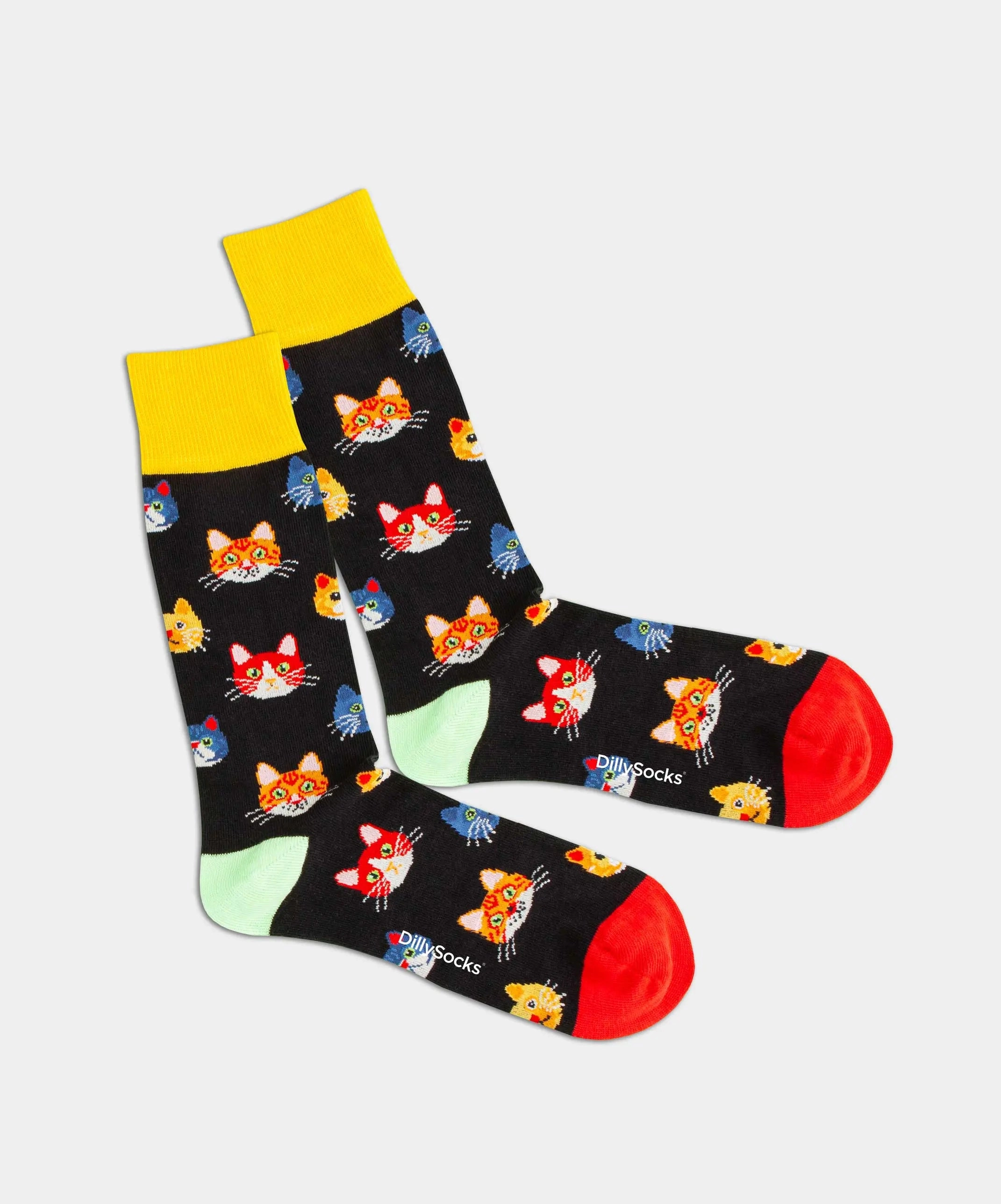 - Socken in Schwarz mit Tier Katze Motiv/Muster