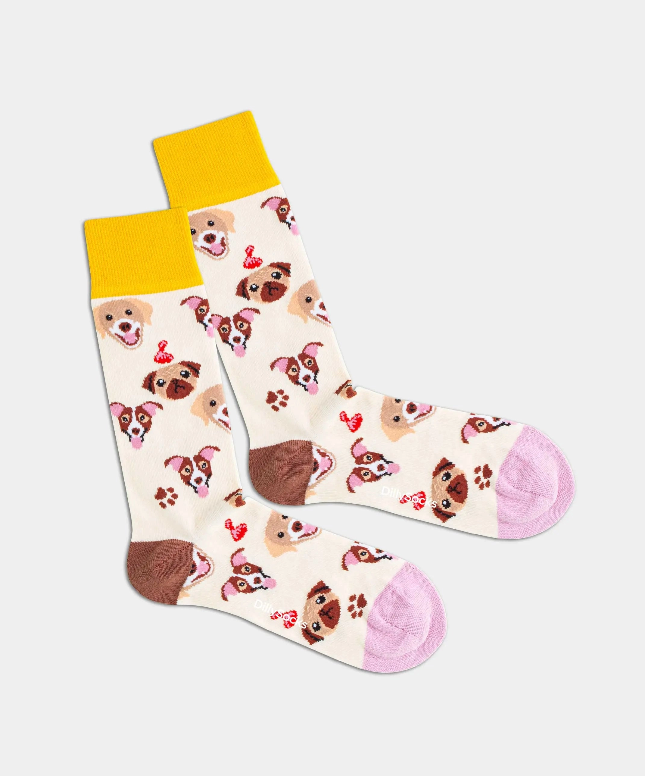 - Socken in Beige mit Hund Tier Motiv/Muster