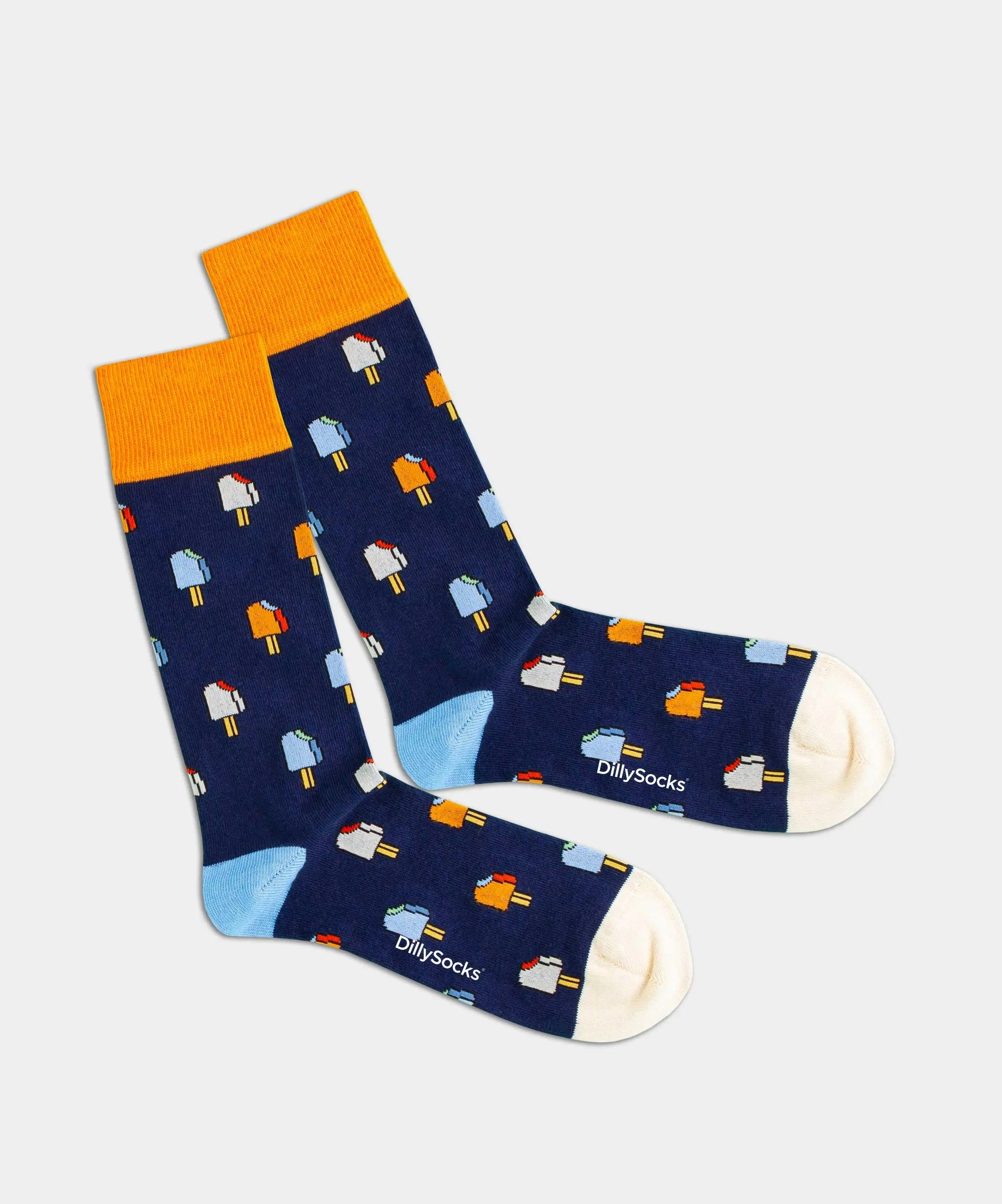 - Socken in Blau mit Essen Motiv/Muster