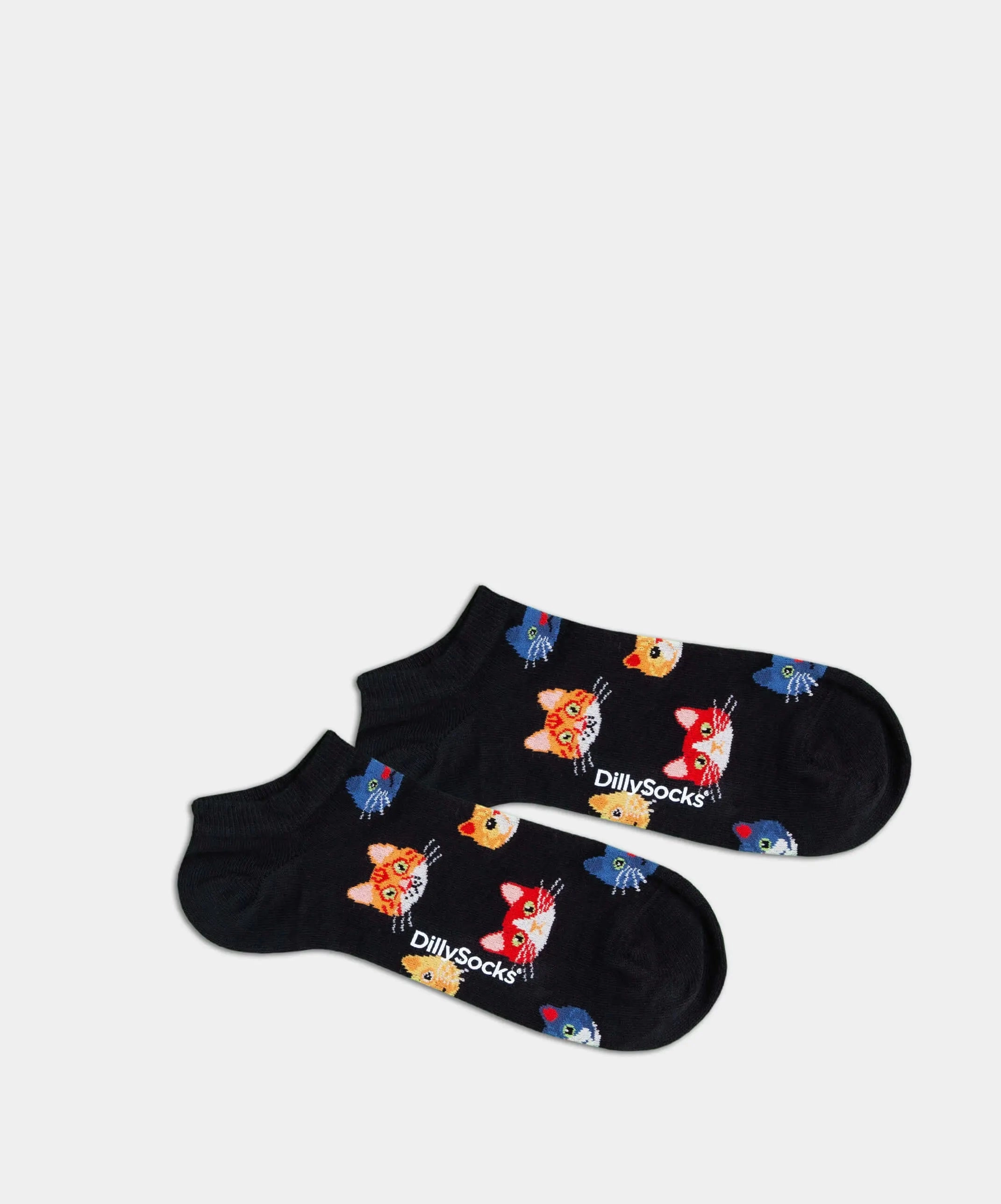 - Sneakersocken in Schwarz mit Tier Katze Motiv/Muster