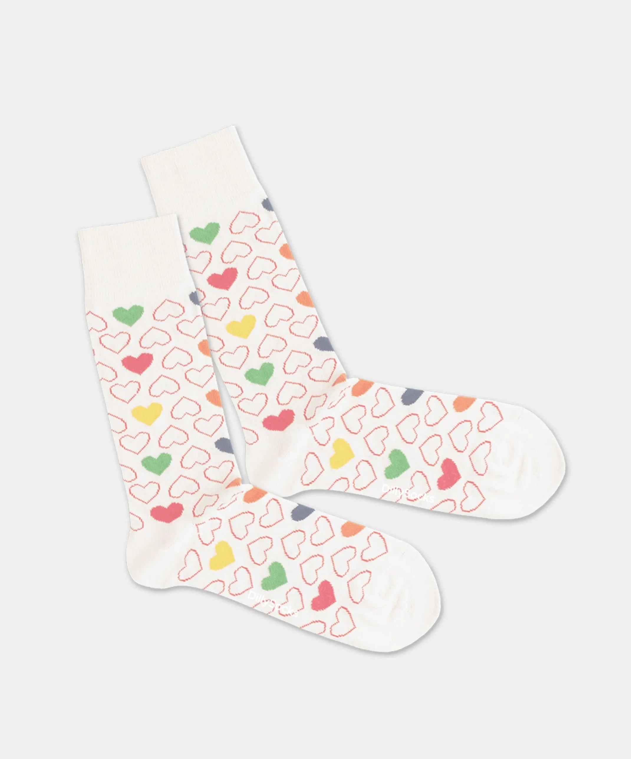 - Socken in Weiss mit Herz Motiv/Muster