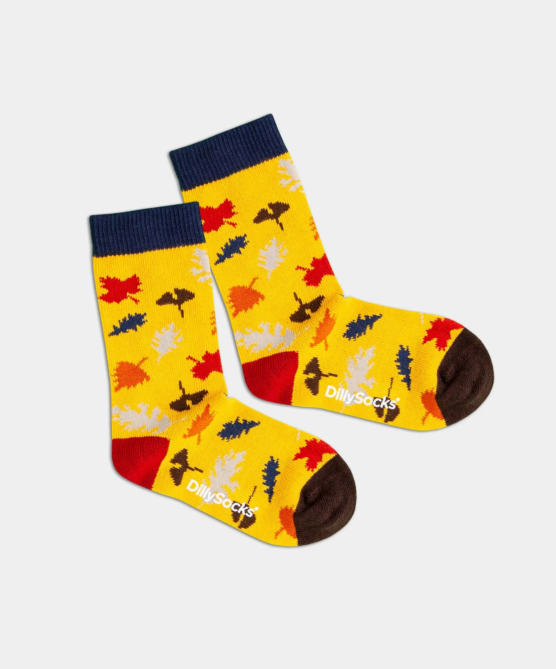 - Kindersocken in Gelb mit Pflanze Blätter Motiv/Muster