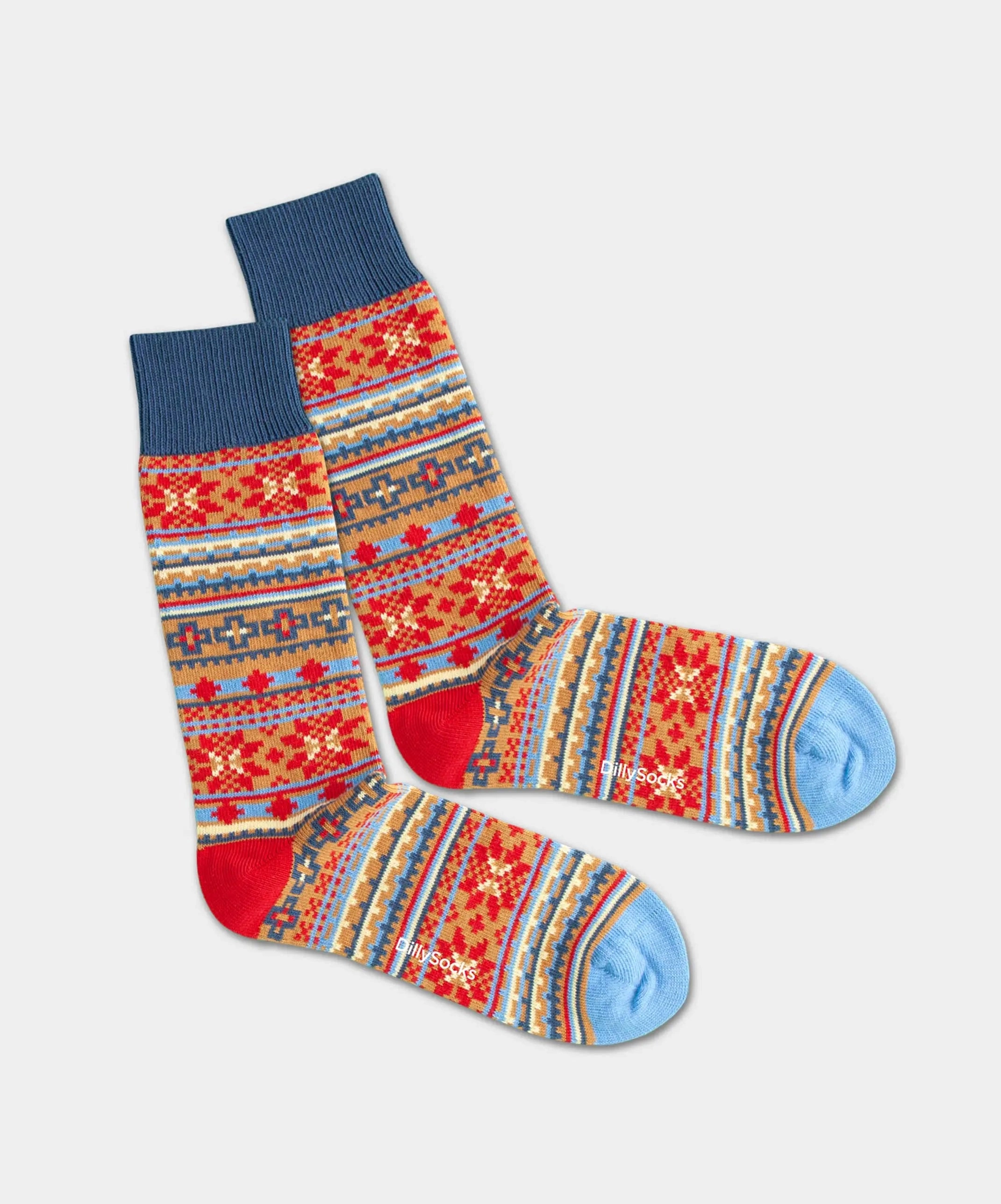 - Socken in Rot mit Nordisch Motiv/Muster