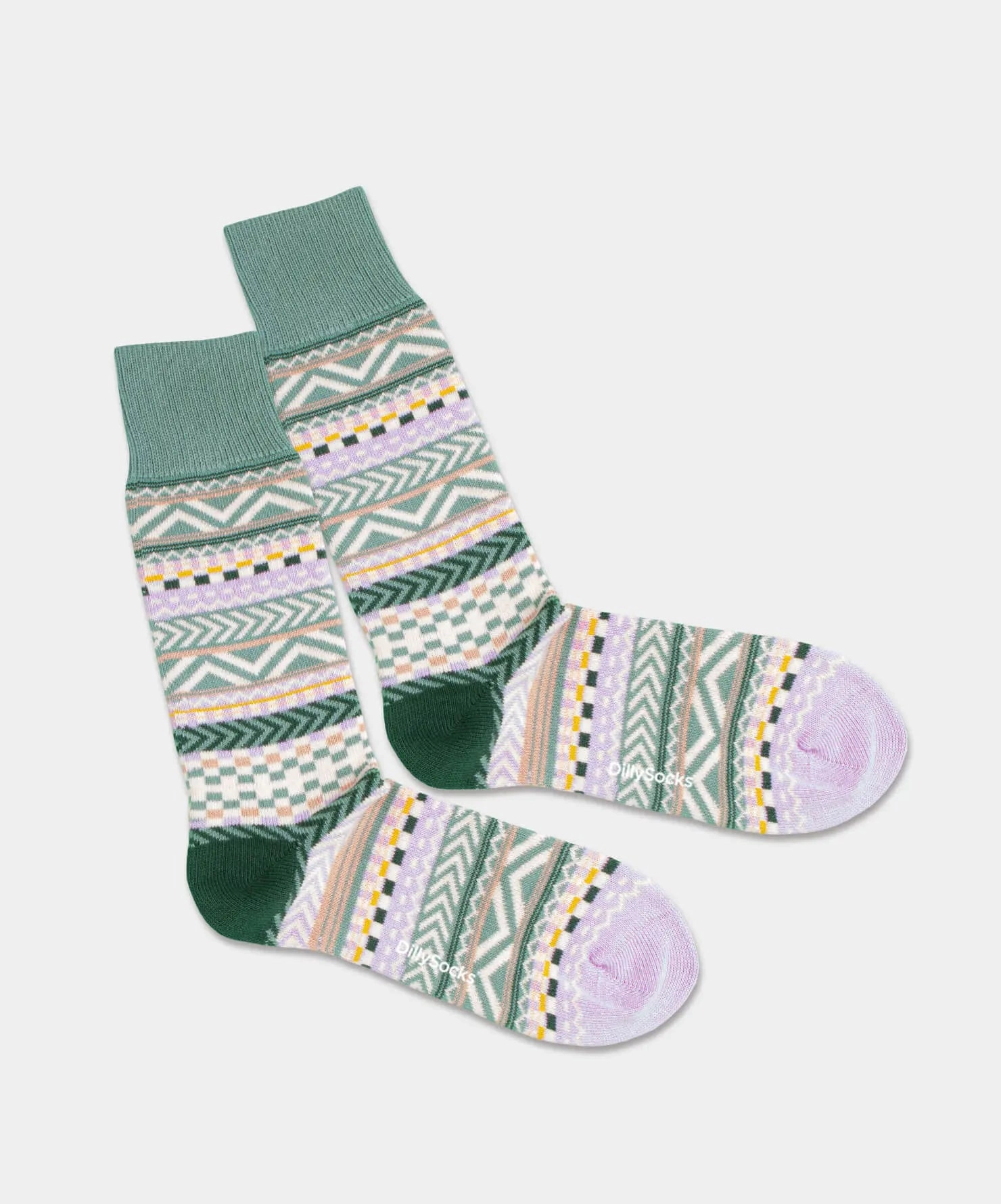 - Socken in Grün mit Nordisch Motiv/Muster