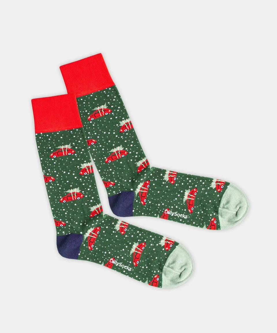 - Socken in Grün mit Weihnachten Motiv/Muster