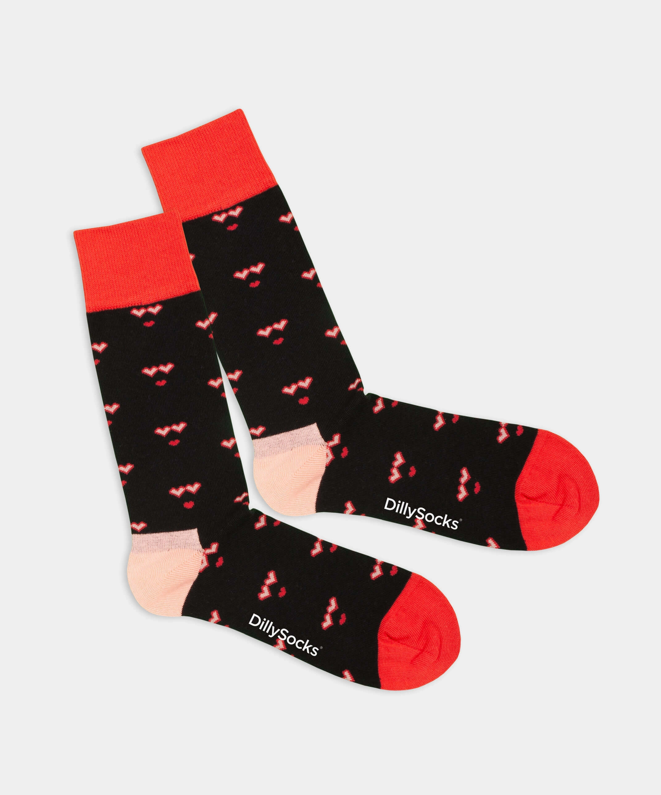 - Socken in Schwarz mit Herz Motiv/Muster