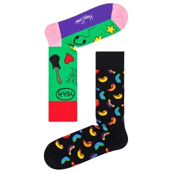 Happy Socks Rock Your Socks Friend Sock Schwarz/Grün Baumwolle Gr 36/40