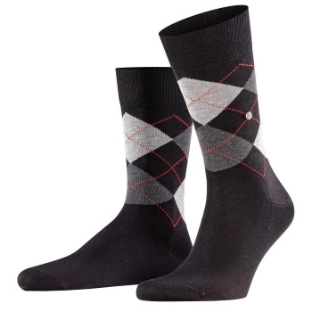 Burlington Manchester Mercerised Cotton Sock Schw/Kariert Gr 40/46 Herren