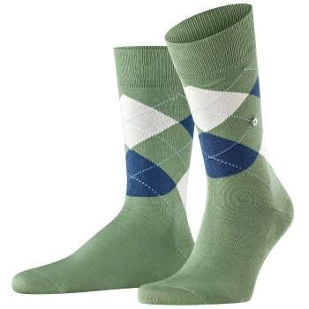 Burlington Manchester Mercerised Cotton Sock Grün gemustert Gr 40/46 Herren