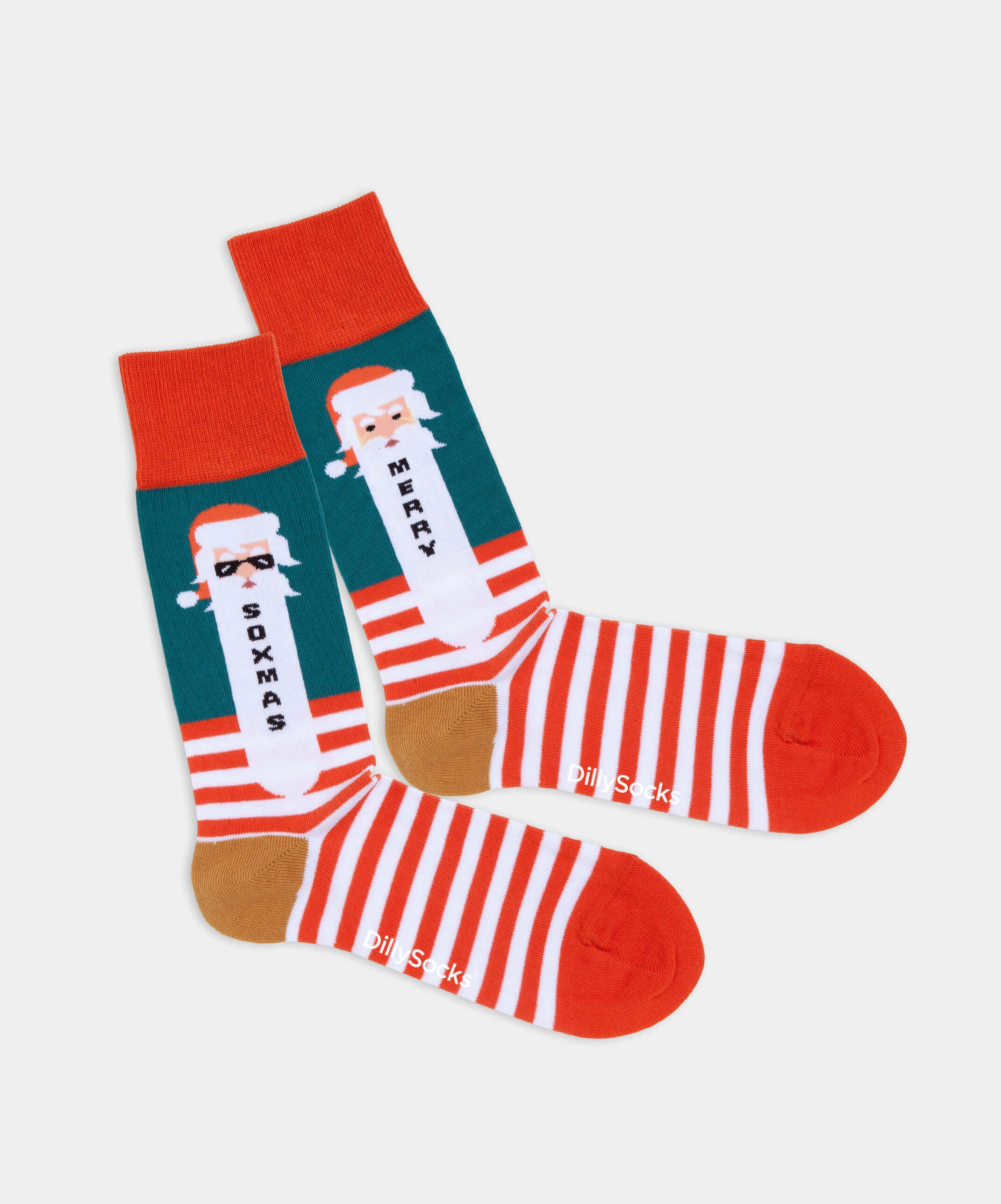 - Socken in Grün Rot mit Weihnachten Motiv/Muster