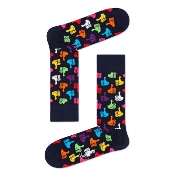 Happy Socks Thumbs Up Sock Blau Muster Baumwolle Gr 41/46