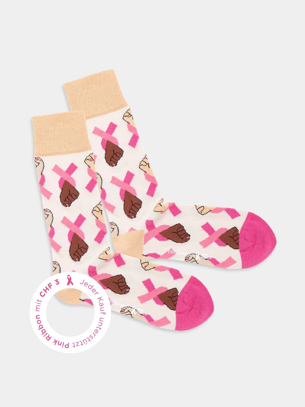 - Socken in Beige mit Schleifen Motiv/Muster