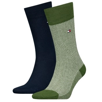 Tommy Hilfiger 2P Men Herringbone Sock Blau/Grün Gr 39/42 Herren