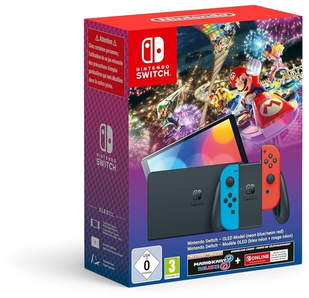 Nintendo Switch OLED rot-blau + Mario Kart Bundle