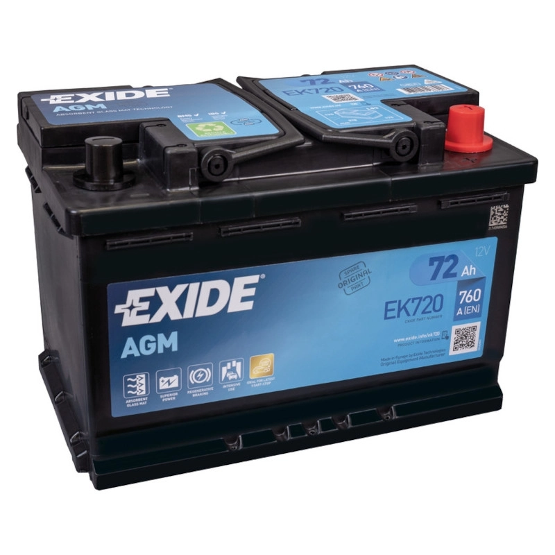 Exide EK720 AGM-Batterie 72Ah 760A ersetzt EK700