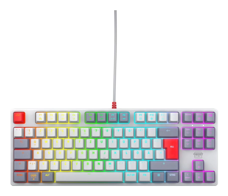 XTRFY K4V2 RGB TKL Gaming-Tastatur, Weiß/Rot  - 0%-Finanzierung (PayPal)