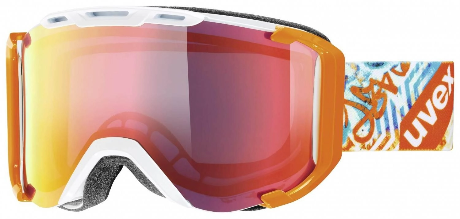 uvex Snowstrike Litemirror Skibrille (1326 white/orange, mirror red/clear)